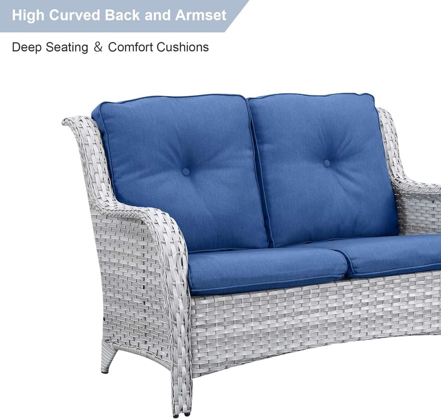 5 Pieces Outdoor Furniture Patio Furniture Set Wicker Swivel Patio Chairs with 2 Seater