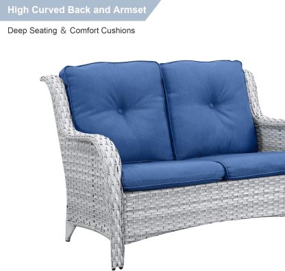 5 Pieces Outdoor Furniture Patio Furniture Set Wicker Swivel Patio Chairs with 2 Seater
