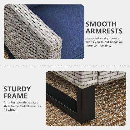 7 Piece Patio Furniture Set Outdoor Sectional Sofa,High Back Patio Swivel Rocker Chairs with Ottomans Coffee Table for Porch