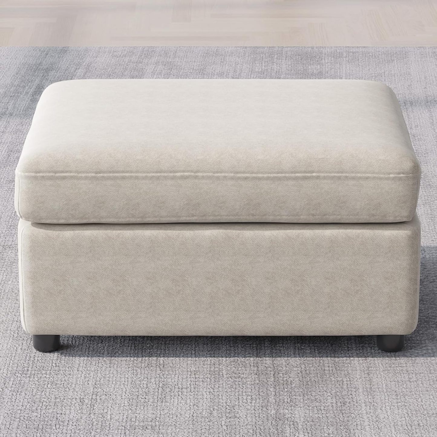 81.88" Off-White Loveseat Sofa, Extra Width Sectional Sleeper Sofa with Armrest, Modular Sectional Sofa with Cushion and Removable Back Cushion, Floor Sofa (Off-White, 1 Ottoman)