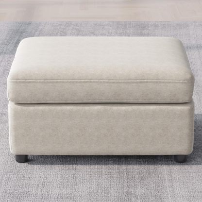 81.88" Off-White Loveseat Sofa, Extra Width Sectional Sleeper Sofa with Armrest, Modular Sectional Sofa with Cushion and Removable Back Cushion, Floor Sofa (Off-White, 1 Ottoman)