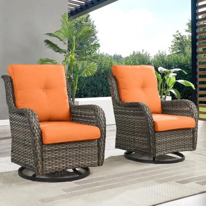 Outdoor Swivel Rocker Wicker Patio Chairs Set of 2