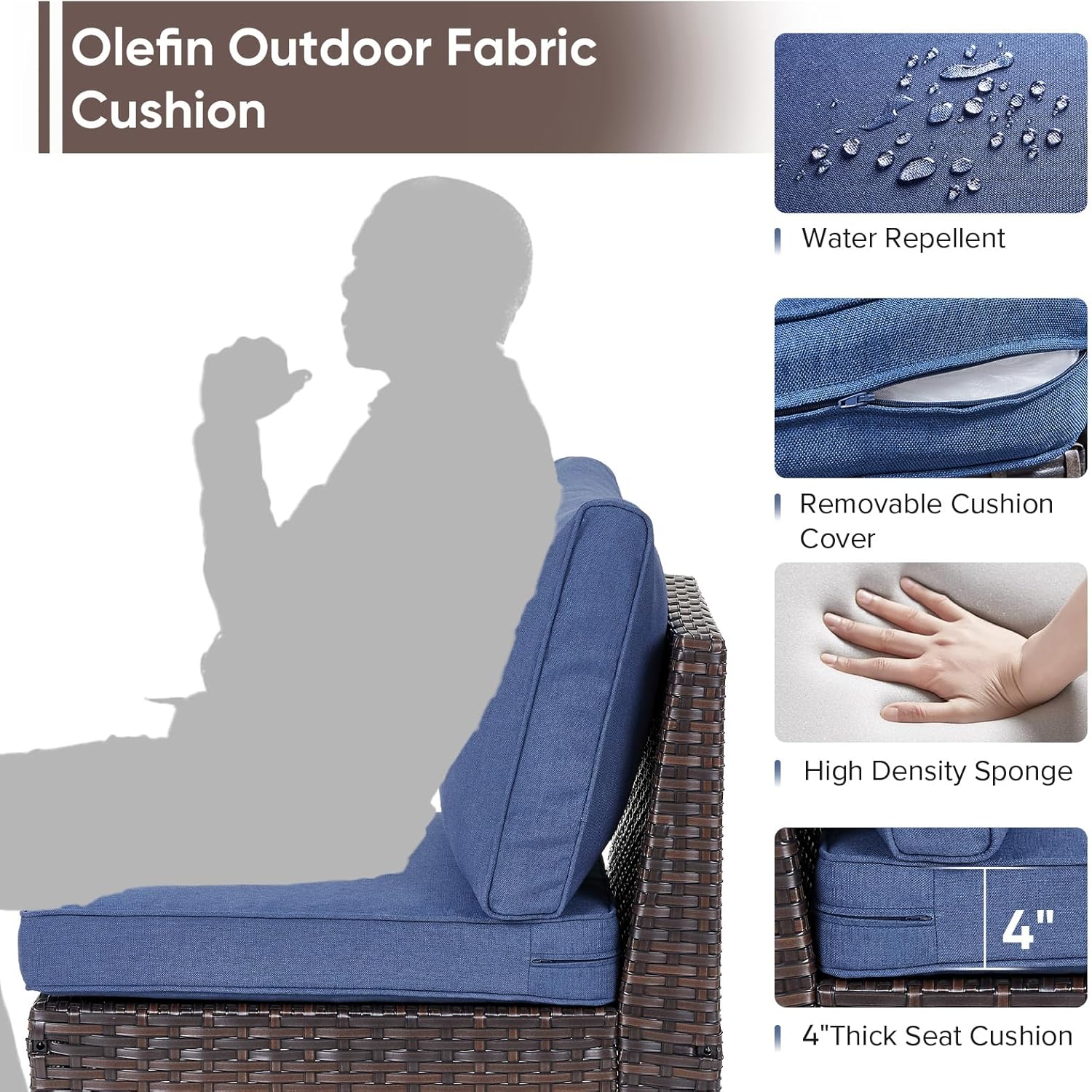 7 Pieces Patio Furniture,Outdoor Modular Sectional Couch Swivel Rocking Chairs with Ottomans,All Weather PE Wicker Patio Conversation Sets for Garden Porch Backyard