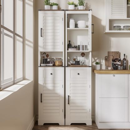 Farmhouse Storage Cabinet, Tall Bathroom Storage Cabinet with Door&Adjustable Shelves
