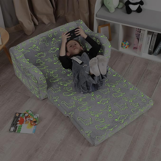 Kids Chairs for Toddler, 2-in-1 Toddler Soft Sherpa Couch Fold Out