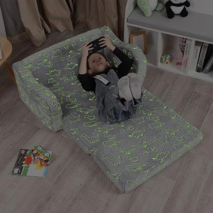 Kids Chairs for Toddler, 2-in-1 Toddler Soft Sherpa Couch Fold Out