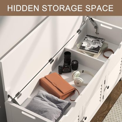 41.3" Shoe Storage Bench with Lift Top Storage, Entryway Bench with Cushioned Seat