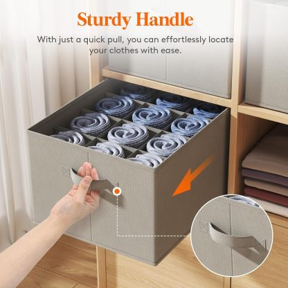 Jeans Organizer for Closet, Large Size Pants Storage Bins 12 Cell, Foldable Clothes Drawer Organizer