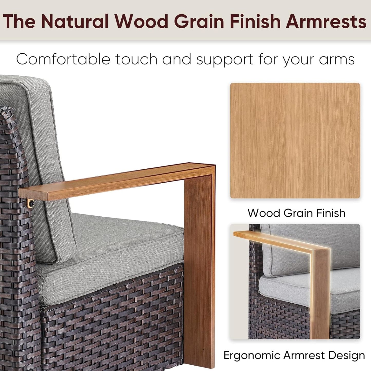 4 Piece Patio Furniture-High Back Swivel Glider Chair with Ottomans Outdoor Furniture Set for Deck Porch Balcony