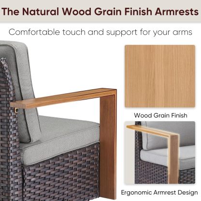 4 Piece Patio Furniture-High Back Swivel Glider Chair with Ottomans Outdoor Furniture Set for Deck Porch Balcony