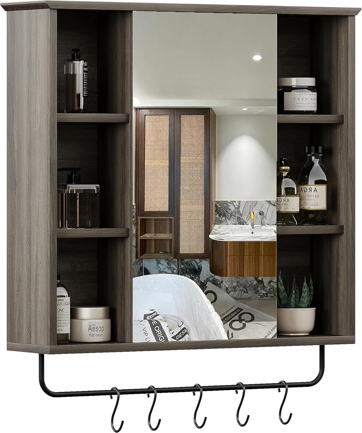 Medicine Cabinet with Mirror, Wall Mounted Bathroom Storage Cabinet with Mirror Door