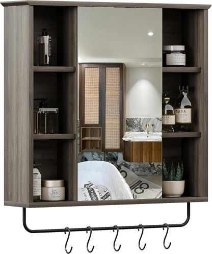 Medicine Cabinet with Mirror, Wall Mounted Bathroom Storage Cabinet with Mirror Door