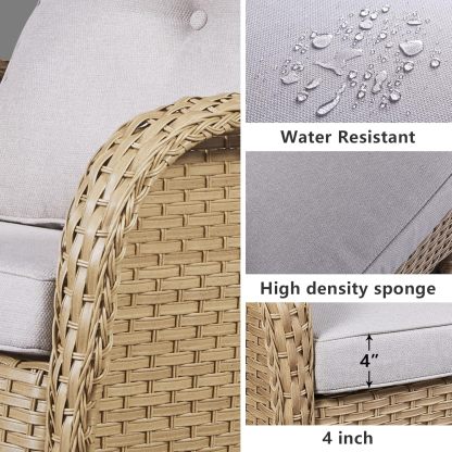 Patio Wicker Rocking Chairs Set of 2 Rattan Outdoor Rocking Chairs for Front Porch Garden Backyard Lawn Balcony Weather Rocker Chair with Side Table