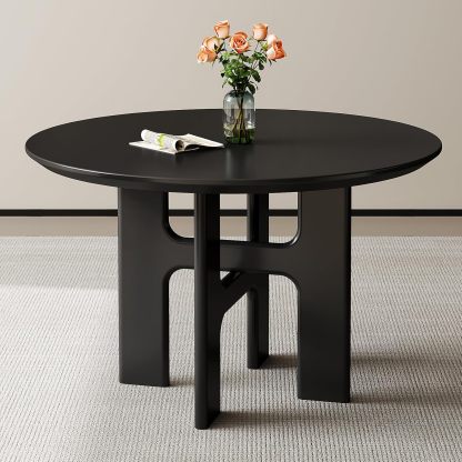 Round Dining Table Set for 4, Black Dining Room Table with 4 Chairs, Comfy Ergonomic Dining Chairs