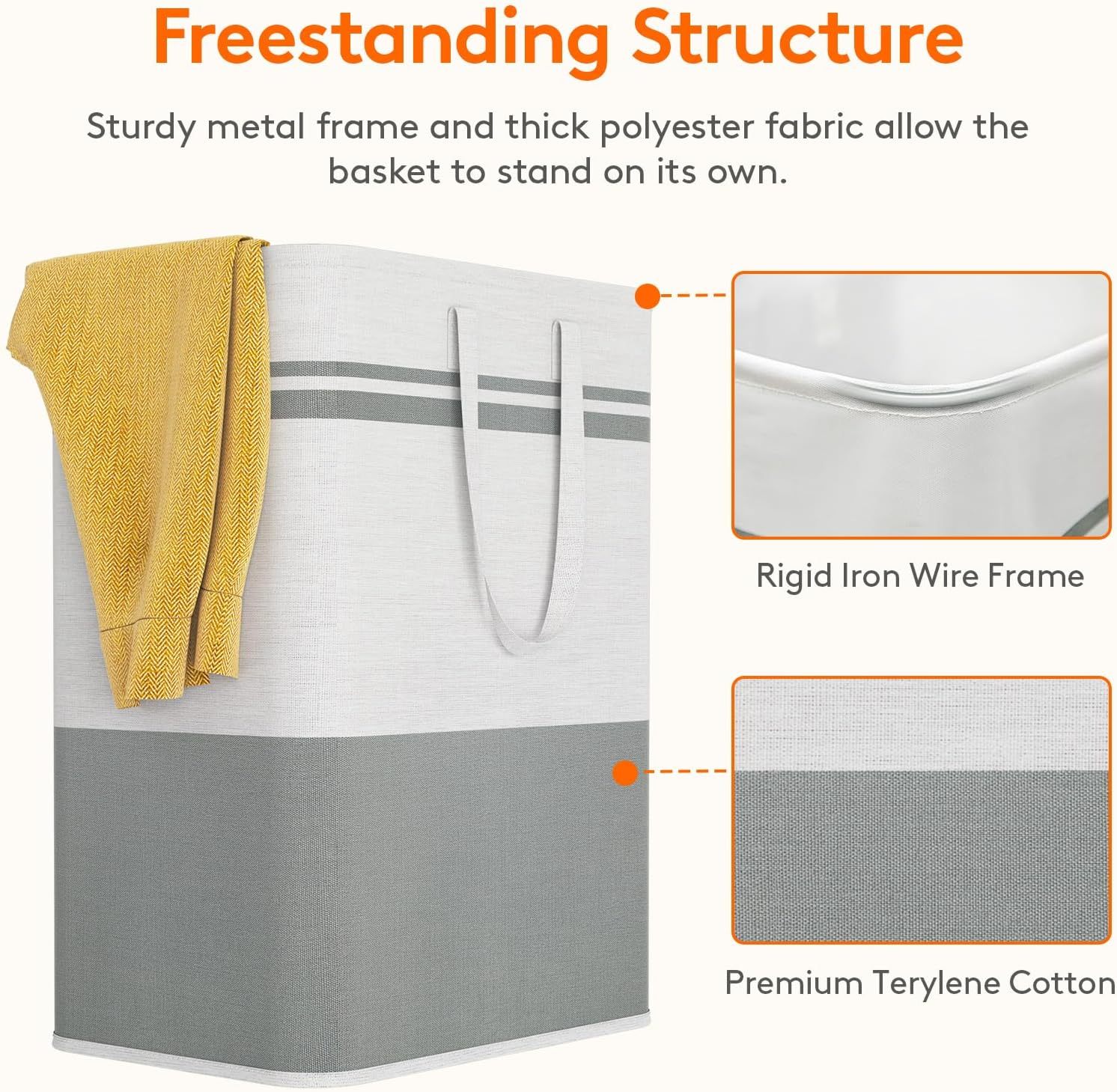 2 Pack 80L Large Freestanding Laundry Hamper, Collapsible Laundry Basket with Easy Carry Handles, Waterproof Tall Clothes Hamper