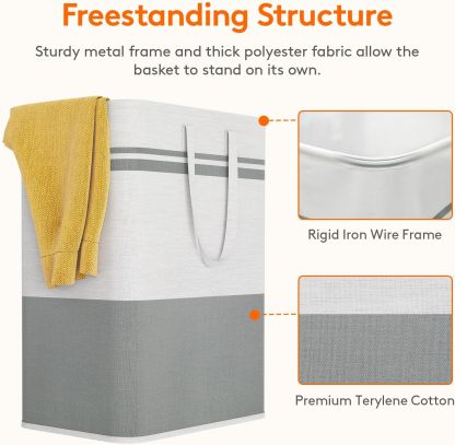 2 Pack 80L Large Freestanding Laundry Hamper, Collapsible Laundry Basket with Easy Carry Handles, Waterproof Tall Clothes Hamper