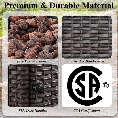 10 Pieces Patio Furniture Set with Fire Pit,Outdoor Modular Sectional Couch Loveseat Chairs with Table,All Weather PE Wicker Patio Conversation Sets for Deck Porch Backyard