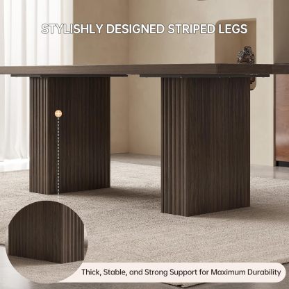 66.93" Mid-Century Large Dining Table for 2,4,6,8, Rectangle Dining Kitchen Table with Sturdy Pedestal, Spacious Modern Farmhouse Dinner Table