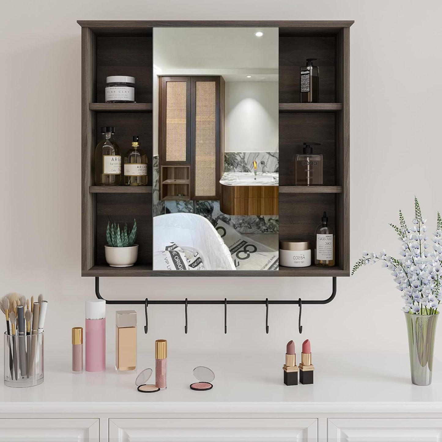 Medicine Cabinet with Mirror, Wall Mounted Bathroom Storage Cabinet with Mirror Door