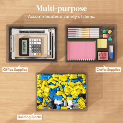 6 Pack Plastic Multi-Purpose Storage Box with Latching Lids, Gray A4, 8.5" x 11" Letter Size Paper Storage