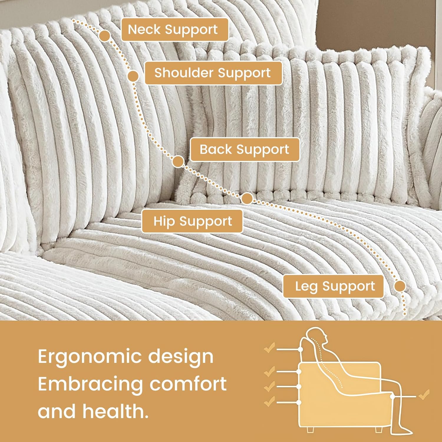 71.65" Corduroy Futon Couch, White Cloud Couch Sofa, Comfy Loveseat Sofa, Modern Corduroy Couch for Bedroom