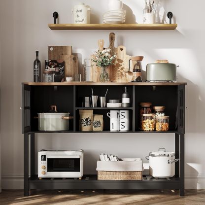 Black Entryway Table with Storage & Doors, Console Table with Adjustable Shelf