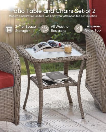 Wicker Patio Furniture Set-All Weather Rattan Patio Sofa Set with Swivel Rocker Chairs Outdoor Conversation Set