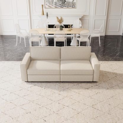 86" Beige Loveseat Sofa, Modern Extra Wide Modular Sectional Couch with Removable Cushions, Sturdy Pine Wood Frame for Long Time