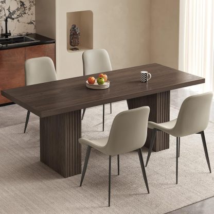 66.93" Mid-Century Large Dining Table for 2,4,6,8, Rectangle Dining Kitchen Table with Sturdy Pedestal, Spacious Modern Farmhouse Dinner Table