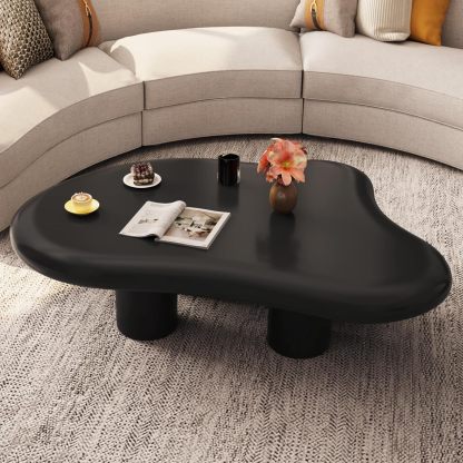 35.82" Black Cloud Coffee Table, Modern Round Edge Coffee Table with 4 Sturdy Support Legs and 2.67" Thick Tabletop,Easy Match for Living Room