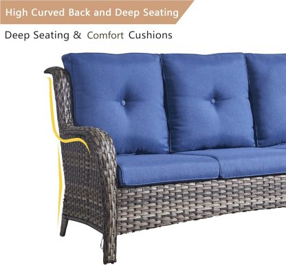 7pcs Patio Furniture Set Swivel Rocker Patio Chairs,PE Wicker Outdoor Sofa Set of 2 with Coffee Table and Ottomans