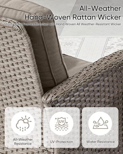 6 Pieces Patio Furniture Set-Patio Glider Loveseat with Rattan Outdoor Swivel Chairs Outdoor Conversation Furniture Set