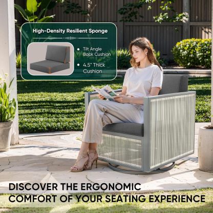 7 Piece Outdoor Patio Furniture Set All-Weather Wicker Outdoor Sofa Patio Rocking Chairs with 4.5" Thick Cushion Patio Conversation Sets