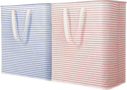 2 Pack Laundry Hamper Large Collapsible Laundry Basket, Freestanding Waterproof Cloth Hamper with Easy Carry Handles in Laundry Room