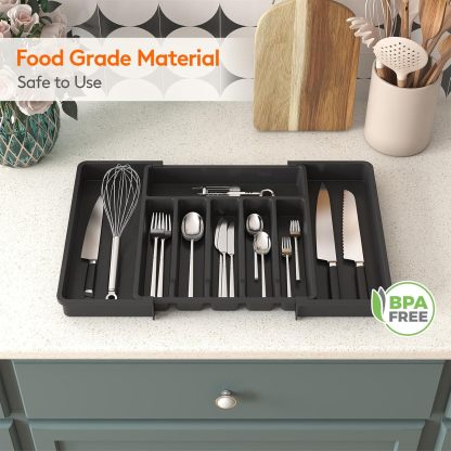 Silverware Drawer Organizer, Expandable Utensil Tray for Kitchen, BPA Free Flatware and Cutlery Holder