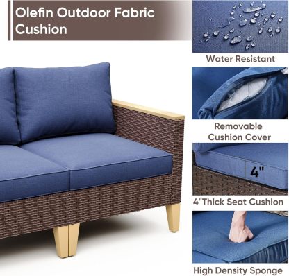 7 Pieces Patio Furniture,Outdoor Modular Sectional Couch Swivel Rocking Chairs with Ottomans,All Weather PE Wicker Patio Conversation Sets for Garden Porch Backyard