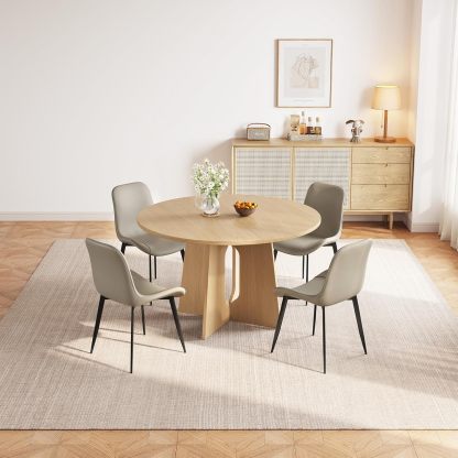 47.24" Round Dining Table, Small Dining Table for 2,4,6, Farmhouse Kitchen Table with Cross Sturdy Legs for Kitchen, Dining Room