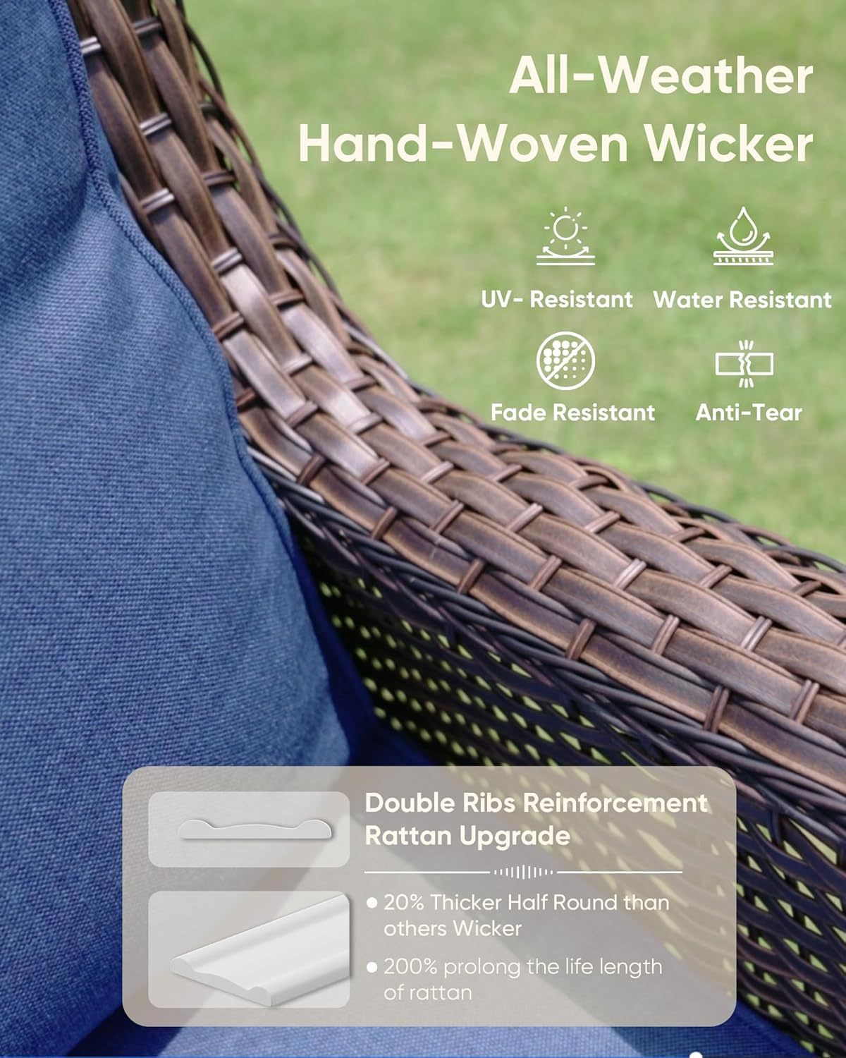 Outdoor Swivel Rocker Wicker Patio Chairs Set of 2