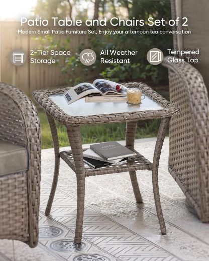 6 Pieces Patio Furniture Set-Patio Glider Loveseat with Rattan Outdoor Swivel Chairs Outdoor Conversation Furniture Set