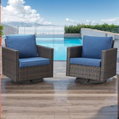 7 Pieces Patio Furniture,Outdoor Modular Sectional Couch Swivel Rocking Chairs with Ottomans,All Weather PE Wicker Patio Conversation Sets for Garden Porch Backyard