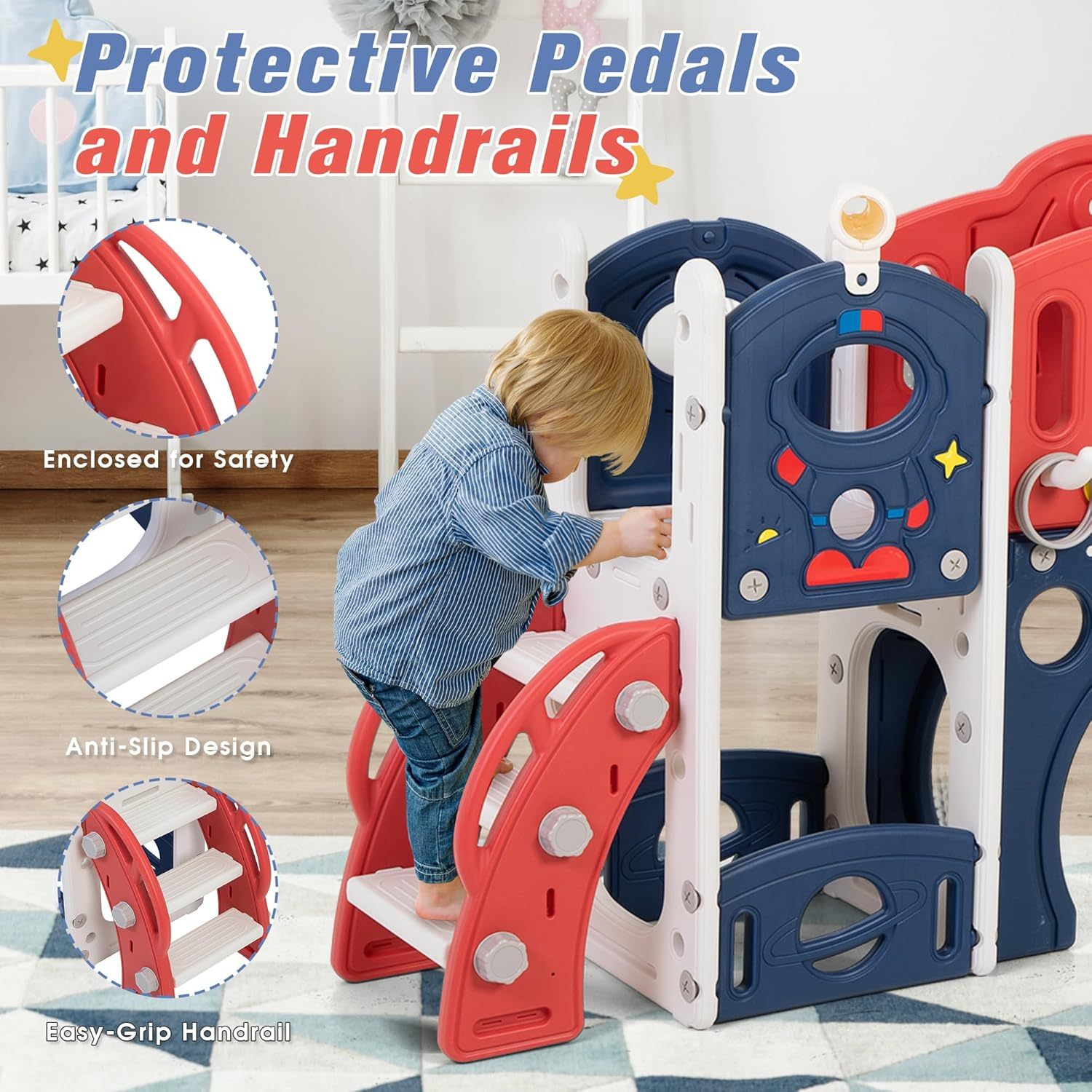 9-in-1 Castle Amusement Playground Playhouse, Indoor Outdoor Playset for Toddlers Age 1-3