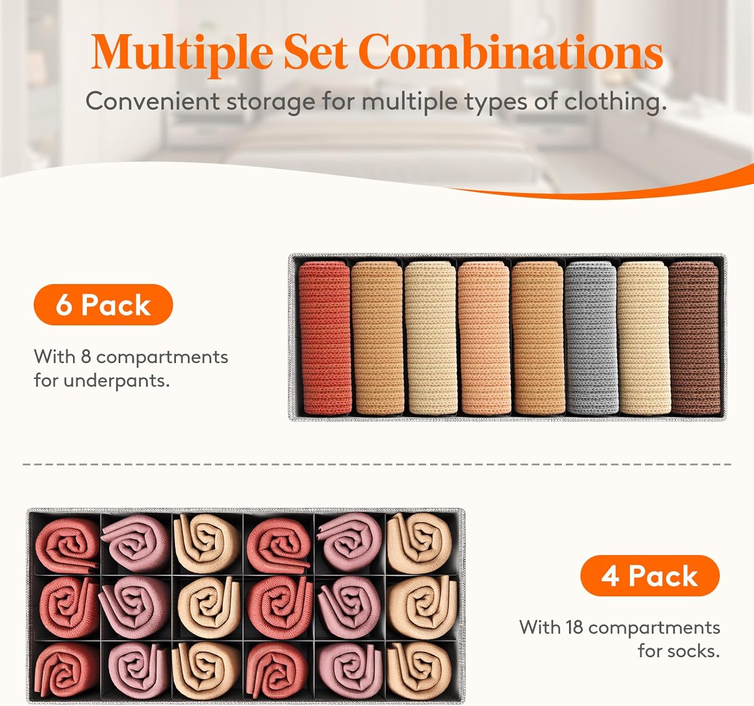 10 Pack Drawer Organizer for Clothing, Dresser Organizer Wardrobe Storage Boxes