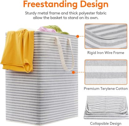 2 Pack Laundry Hamper Large Collapsible Laundry Baskets, Freestanding Waterproof Clothes Hamper