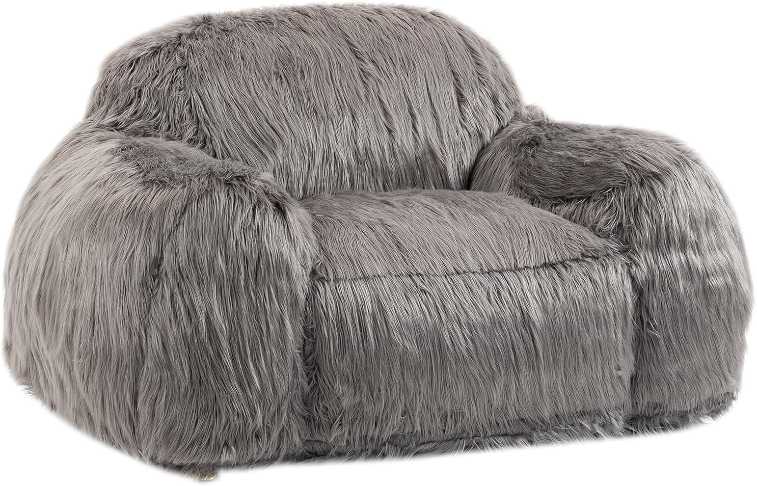 Plush Ultra Big Bean Bag Sofa, 40.6" D x 52.8" W x 31.1" H, Memory Foam Big Bean Bag Chair, Stuffed Lazy Sofa with Armrest