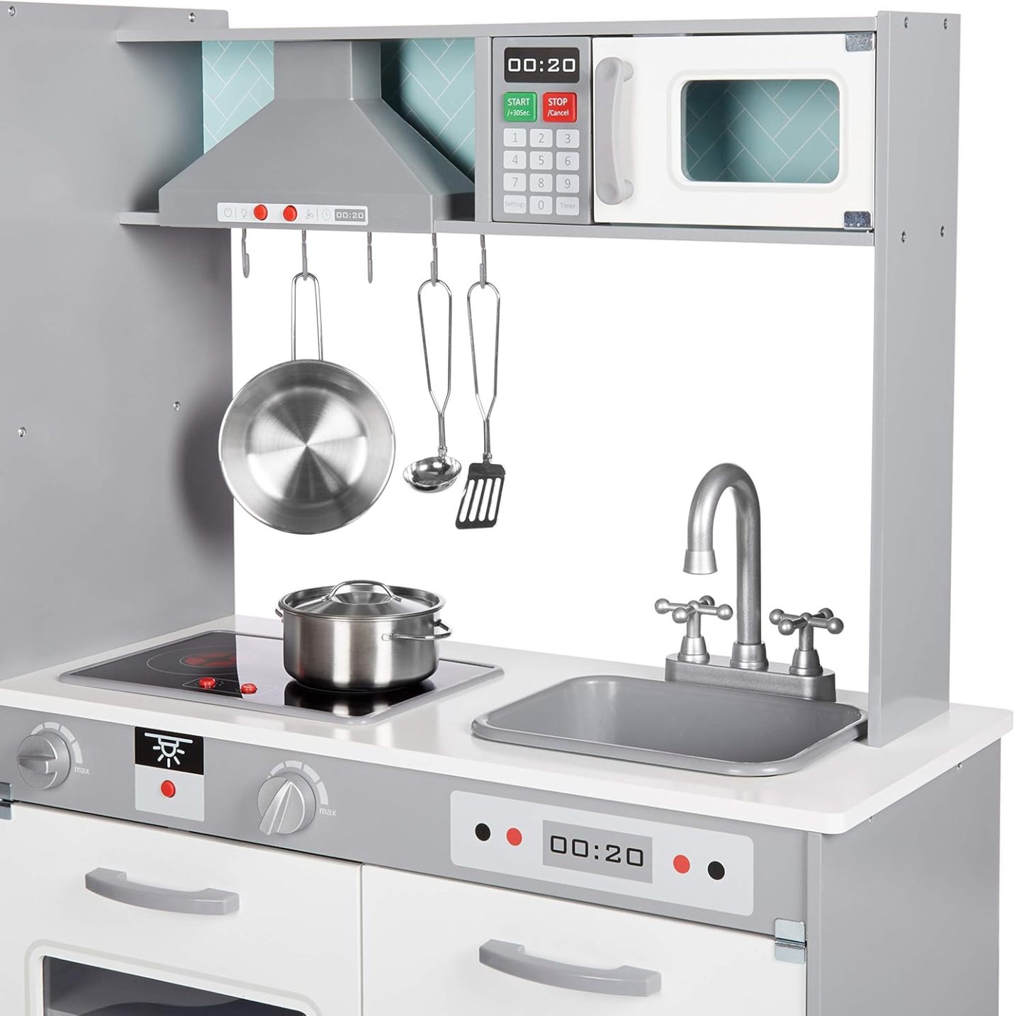 Play Kitchen Toy Playset for Toddlers, Preschoolers, 39"L x 11.8"W x 39"H