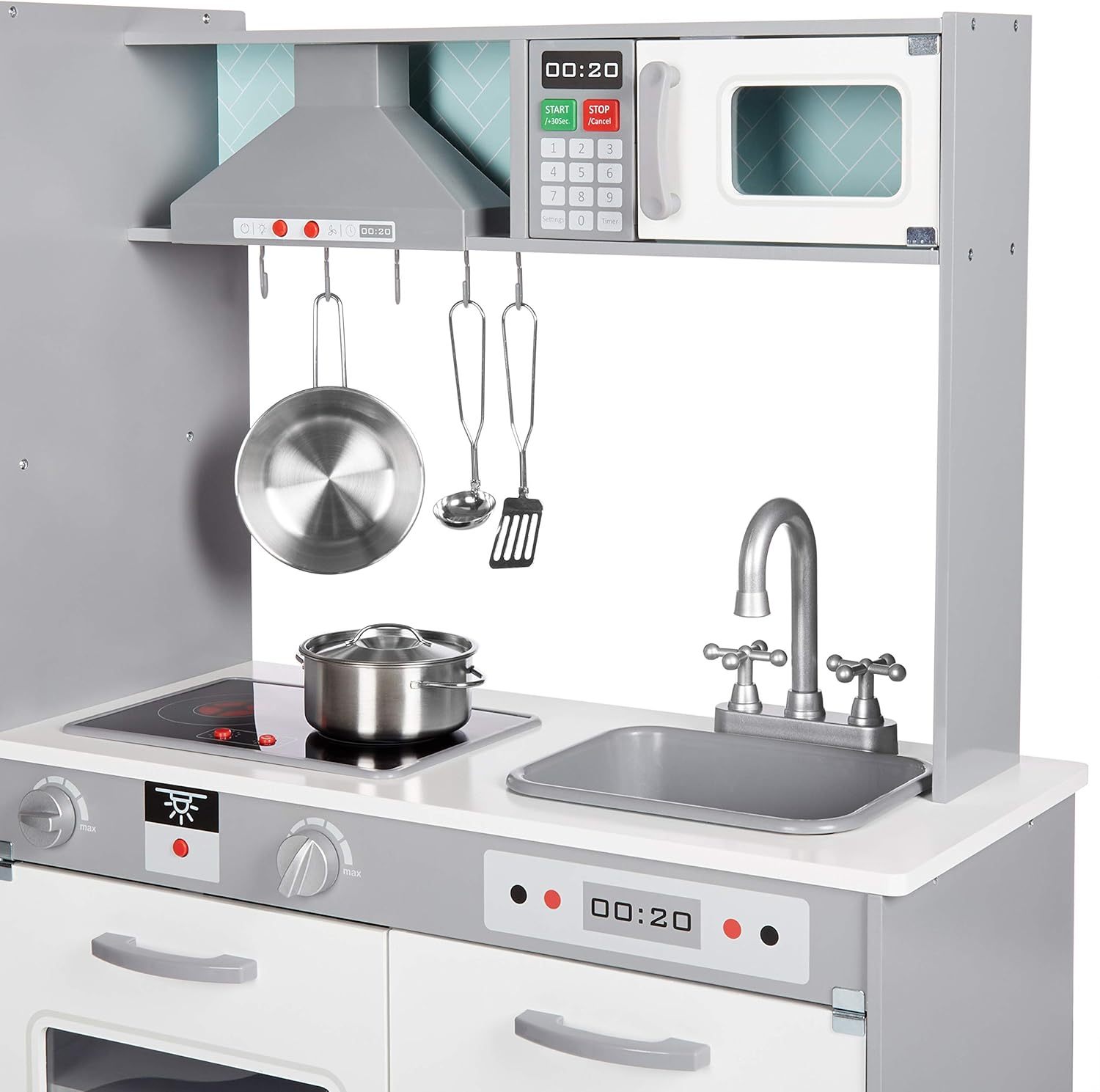 Play Kitchen Toy Playset for Toddlers, Preschoolers, 39"L x 11.8"W x 39"H