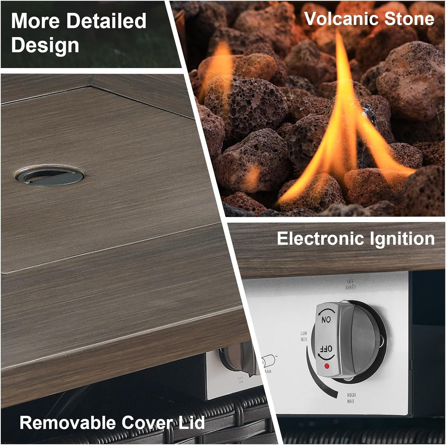 Outdoor Patio Furniture with Fire Pit Table Outdoor Conversation Set PE Wicker Patio Couch Swivel Glider Chairs