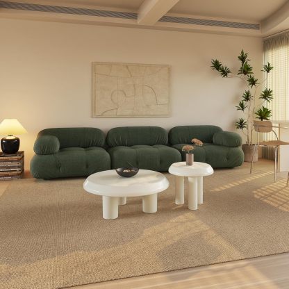 Round Coffee Table with Round End Table Sets, 3 in 1 Multifunctional Nesting Coffee Table Set of 2, Modern Coffee Table Sets with Sturdy Legs