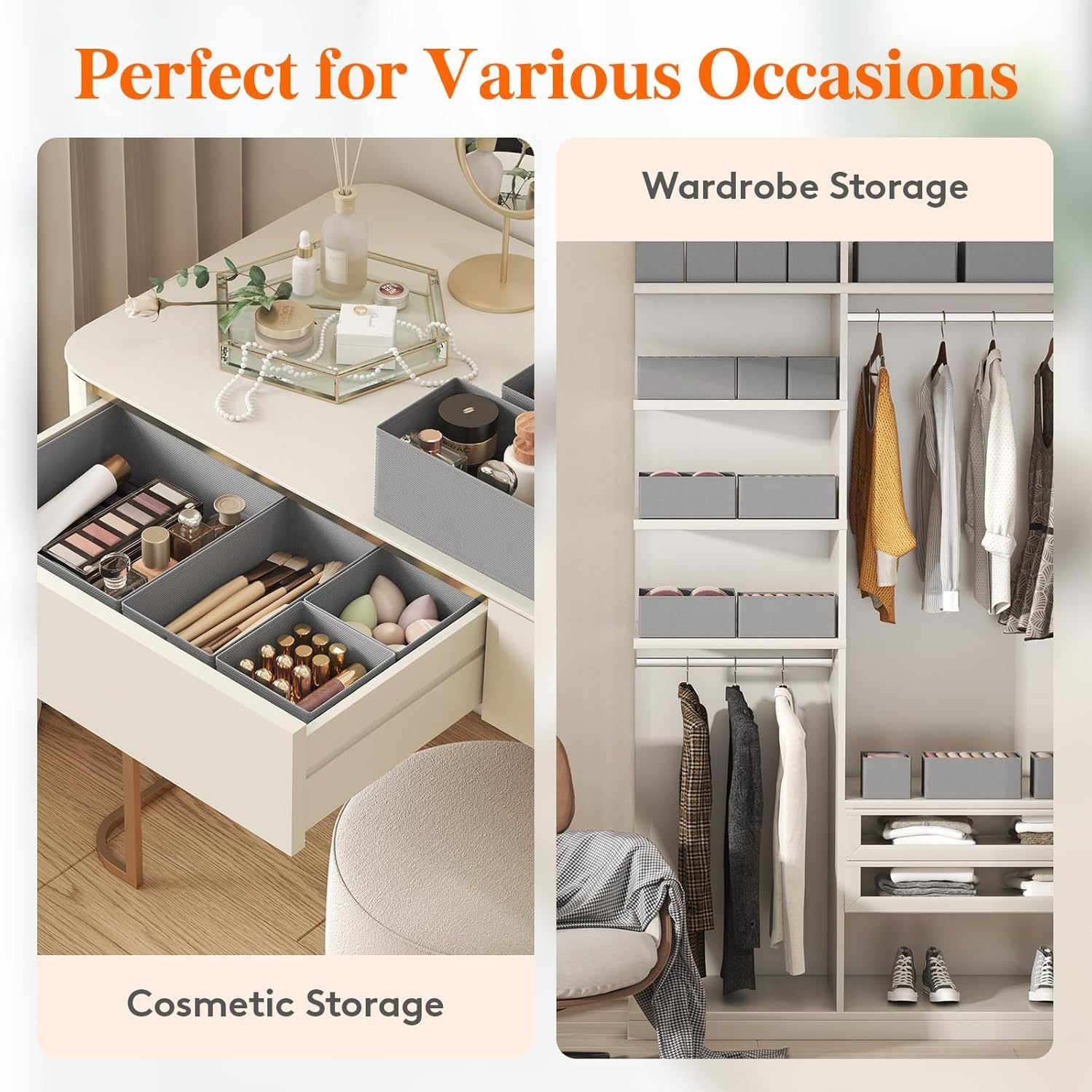 Drawer Organizer Clothes for Closet 16 Pack, 3 Sizes Underwear Wardrobe Drawer Dividers