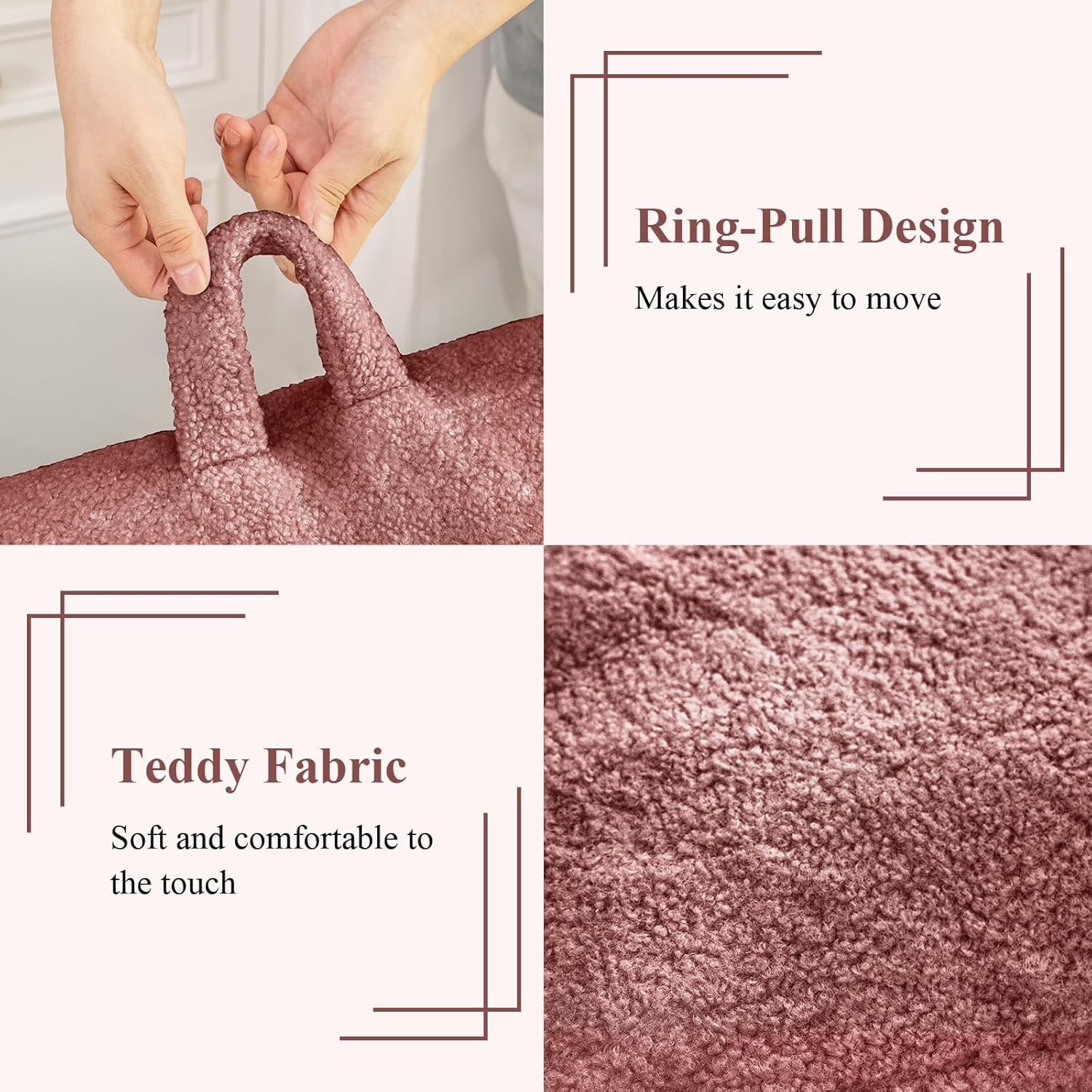 Bean Bag Chair for Adult, Teddy Upholstered Bean Bag Sofa with Large Footrest, Stuffed Beanbag Sofa Chair with Pull-Ring